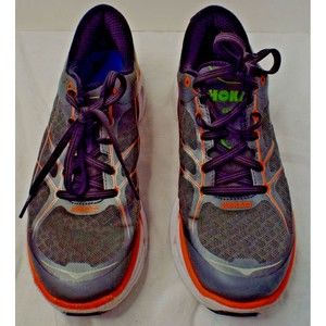 Hoka One One Clifton 2 Gray Orange Women's 9 Men's 7.5 Sneaker Shoe